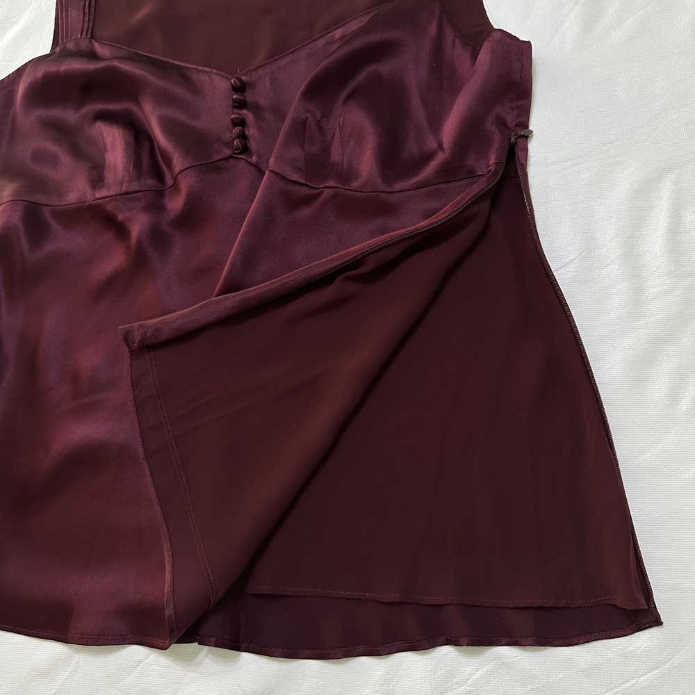 Ann Taylor Camisole Top Womens 6 Burgundy Satin Poetcore Dark Romantic Coquette - Picture 9 of 13